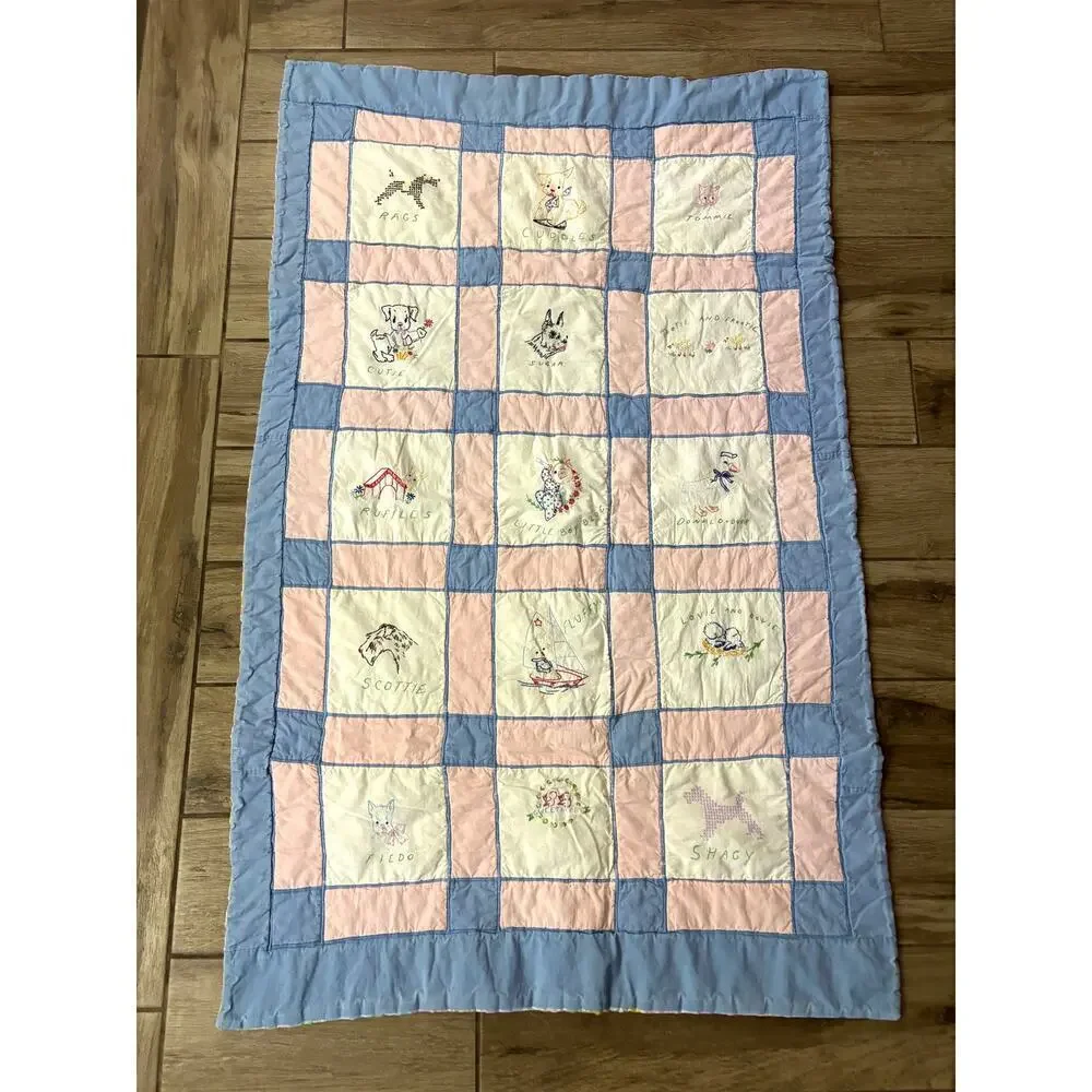 VTG Colorful Patchwork Alphabet Quilt Throw Wall Decor 50